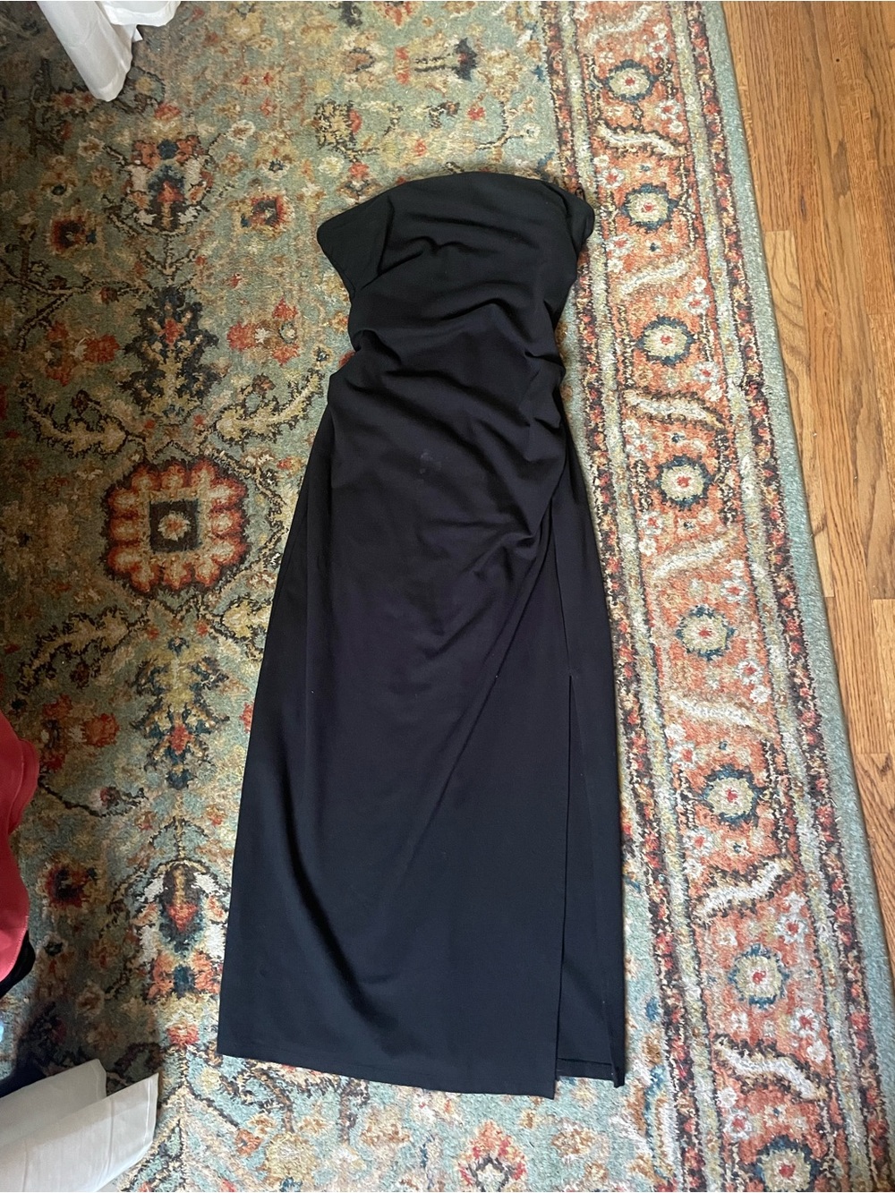 a new day Black Strapless Ruched Evening Dress